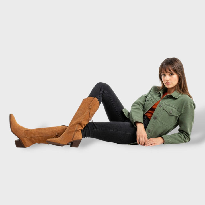 Botas Cowboy Mujer Invierno de Ante Sintético