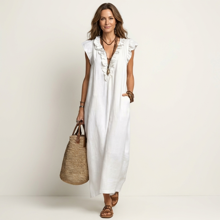 Elena's | Vestido de lino con volantes