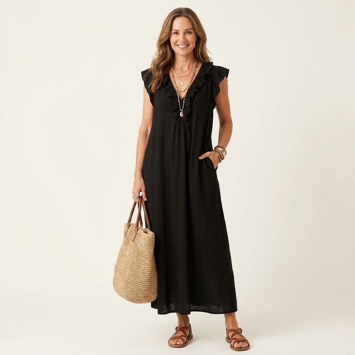 Elena's | Vestido de lino con volantes