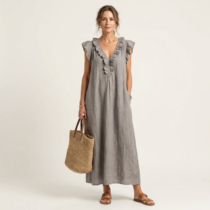 Elena's | Vestido de lino con volantes