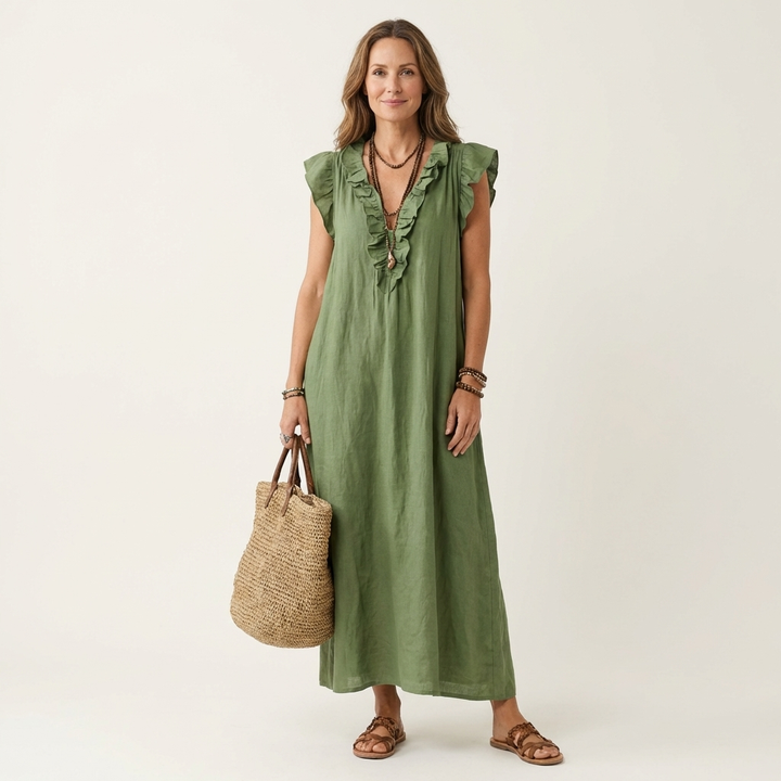 Elena's | Vestido de lino con volantes