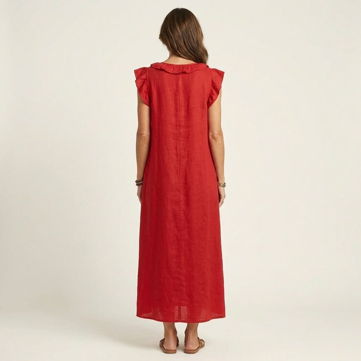 Elena's | Vestido de lino con volantes