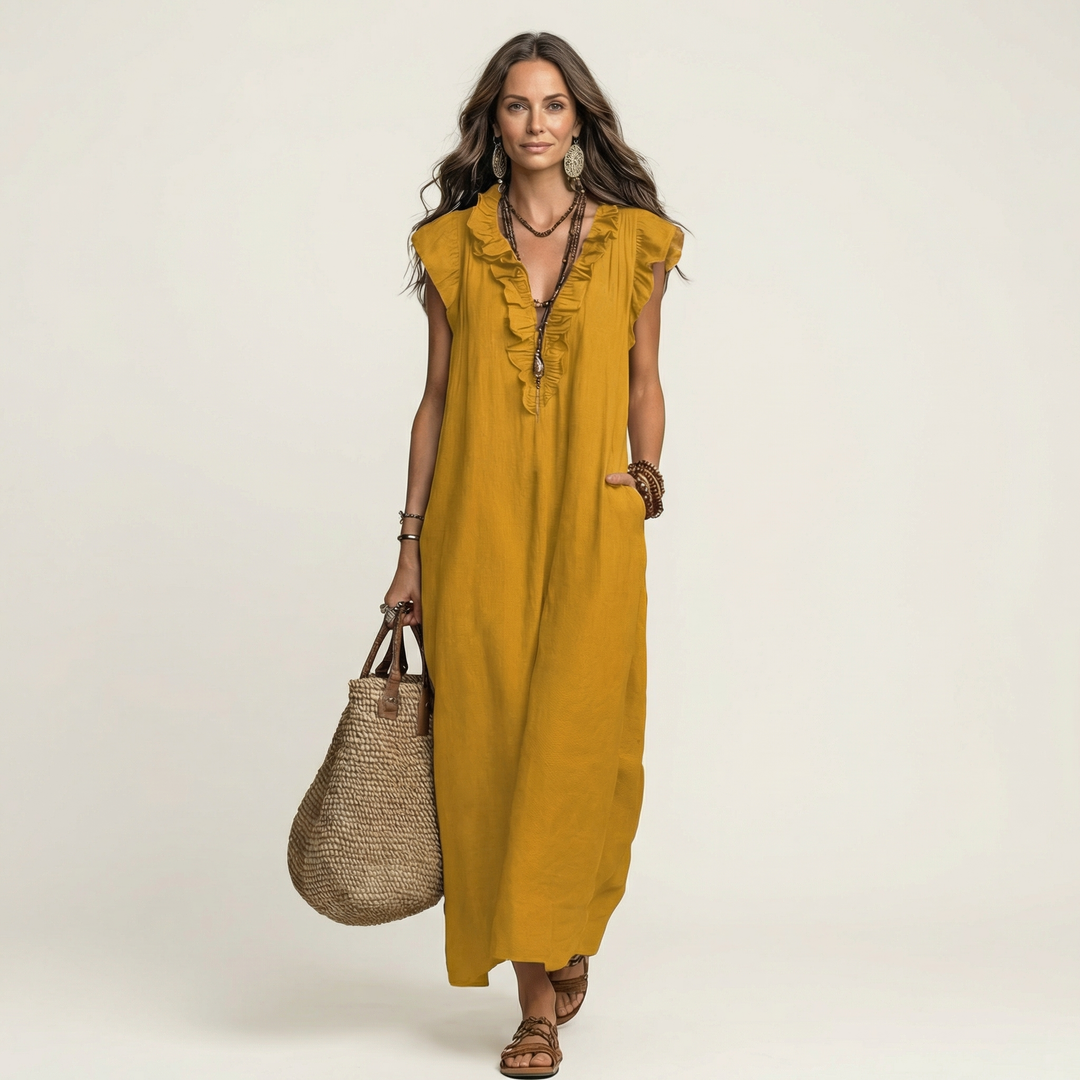 Elena's | Vestido de lino con volantes