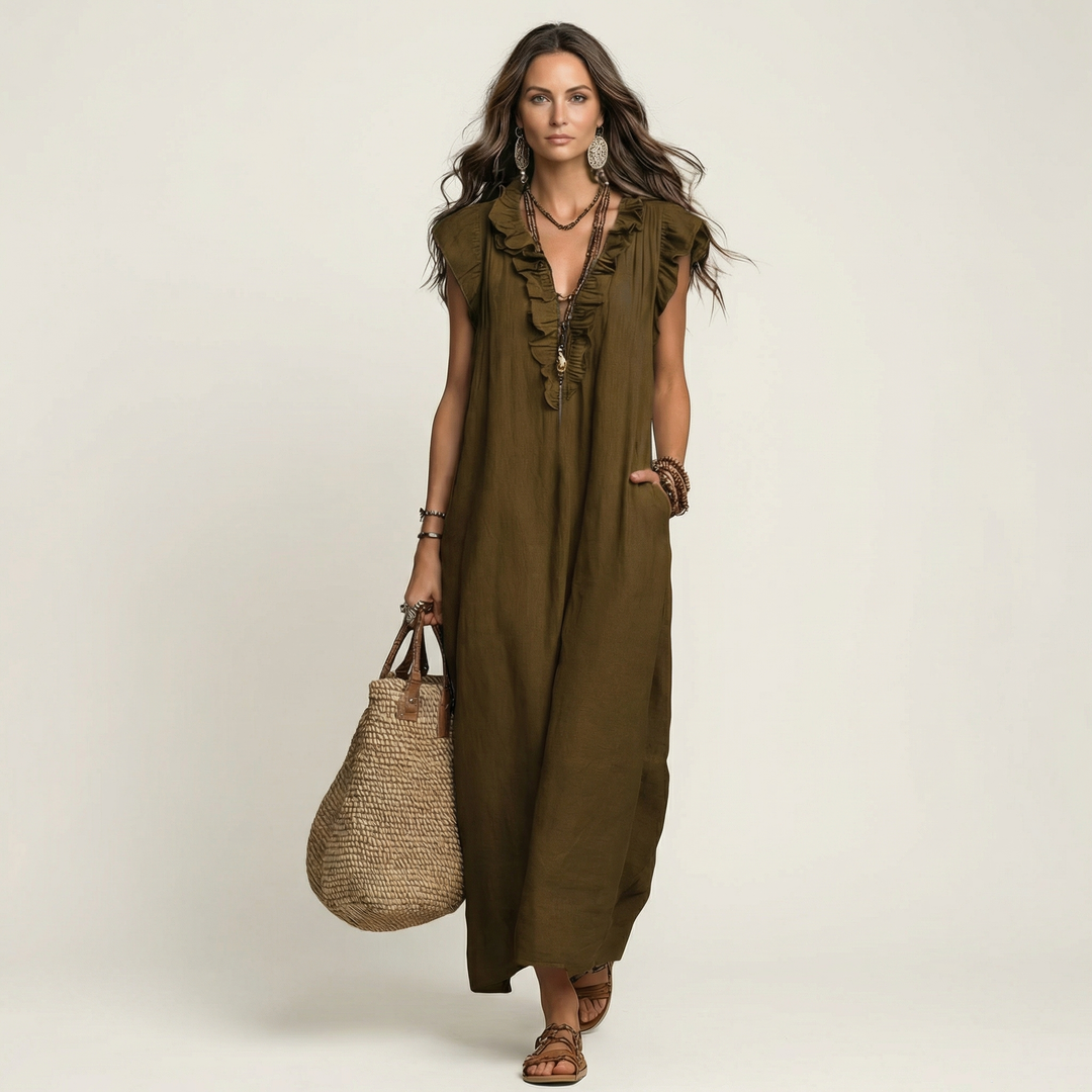 Elena's | Vestido de lino con volantes