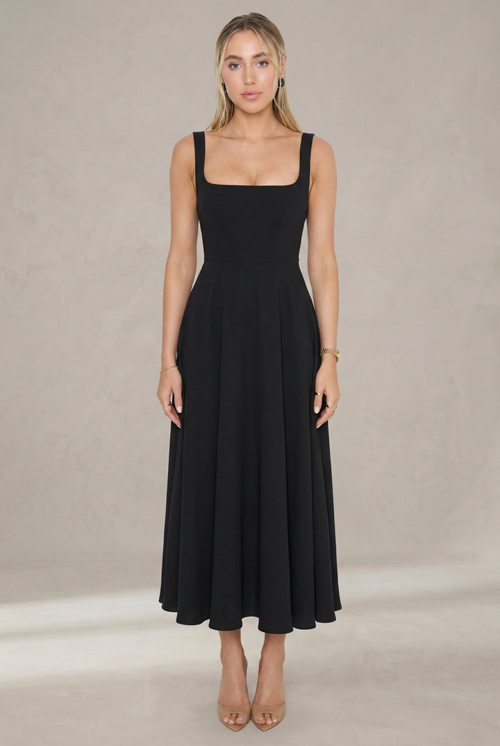 Grace | Vestido midi fluido con escote cuadrado
