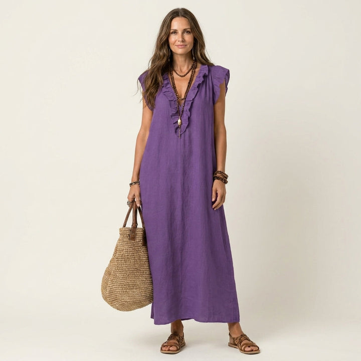 Elena's | Vestido de lino con volantes