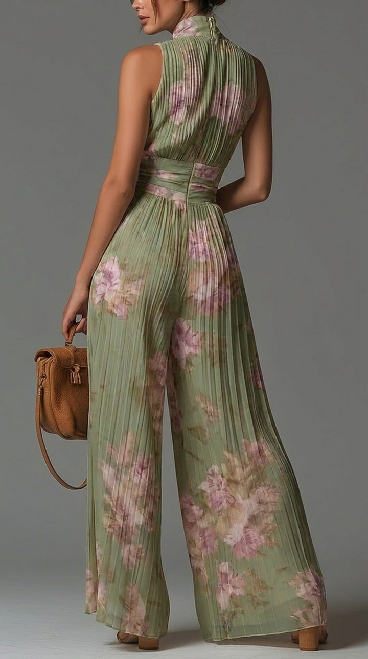 Inés | Mono plisado de gasa floral