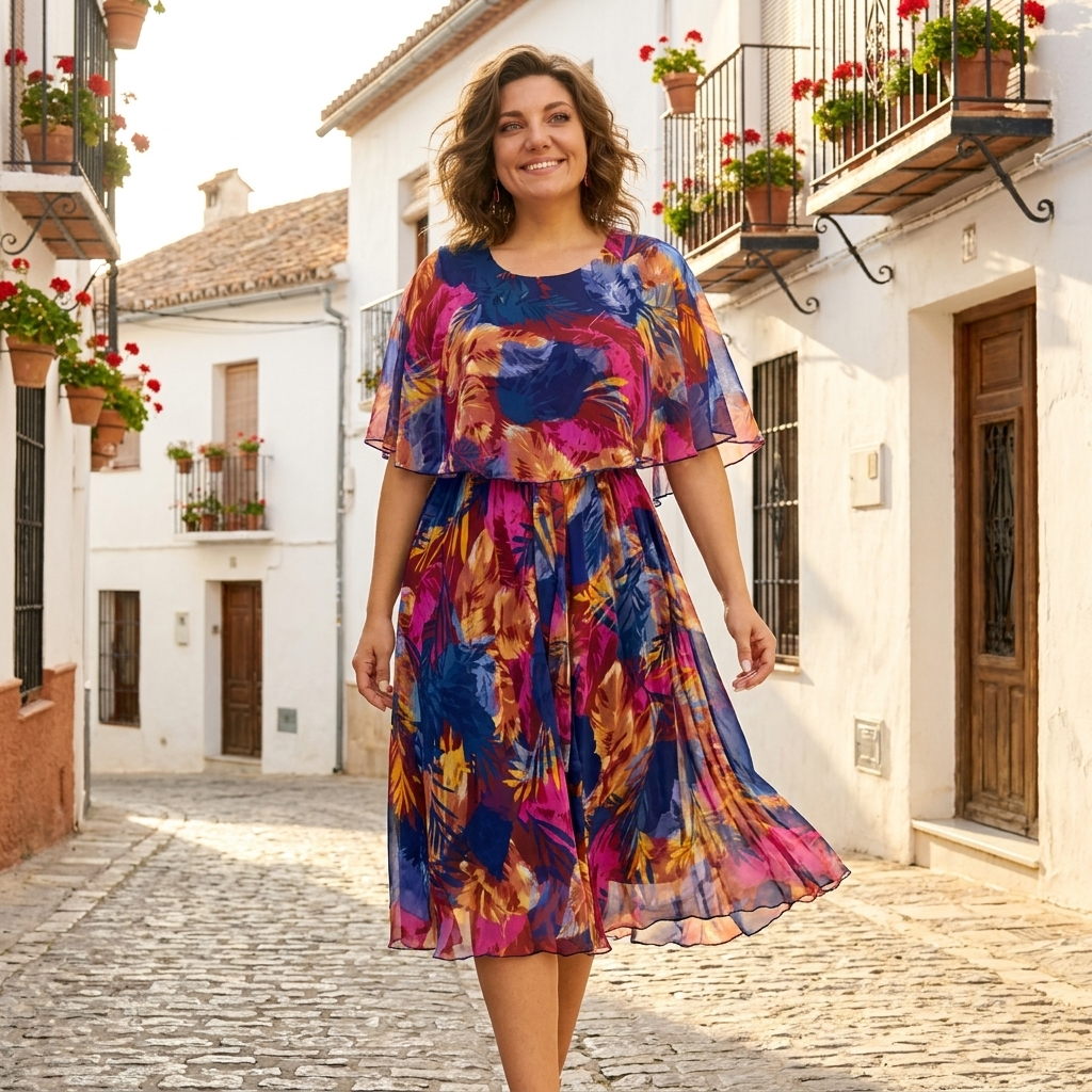 Aitana | Vestido midi con estampado vibrante