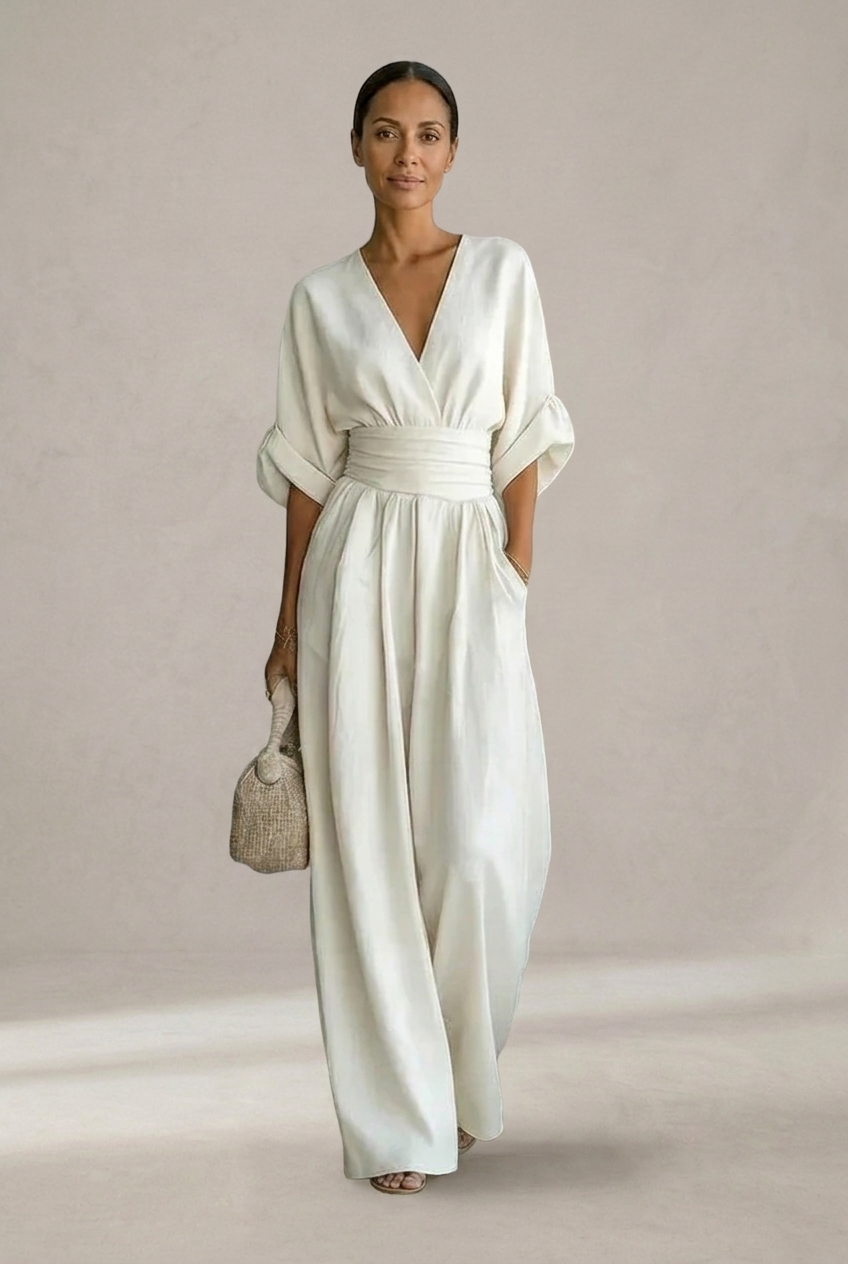 Daniela - Mono elegante de escote en V y pierna ancha