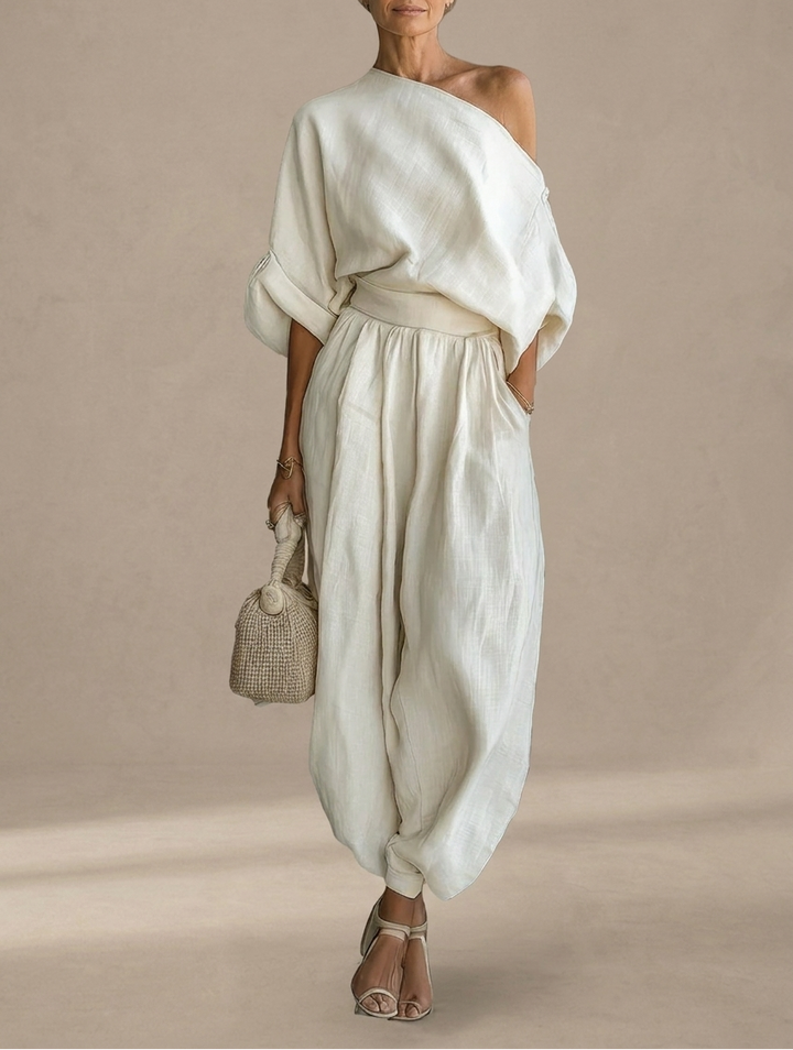 Lisa | Conjunto de Top Suave Off-Shoulder y Pantalones Ajustados