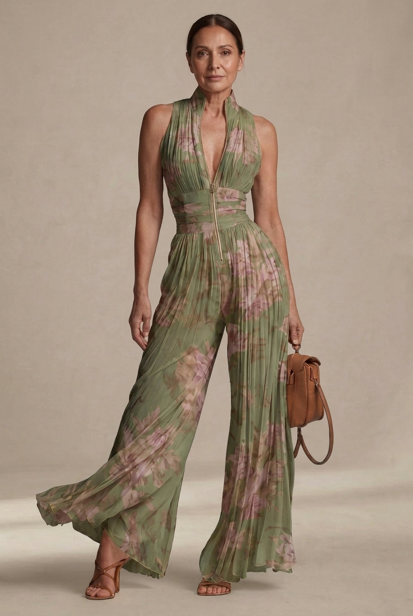 Inés | Mono plisado de gasa floral