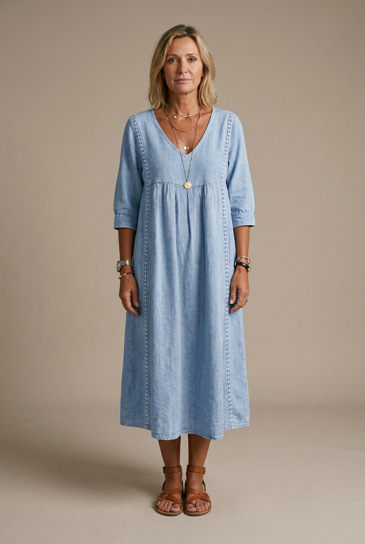 Alba | Vestido maxi con estampado floral artístico y algodón premium