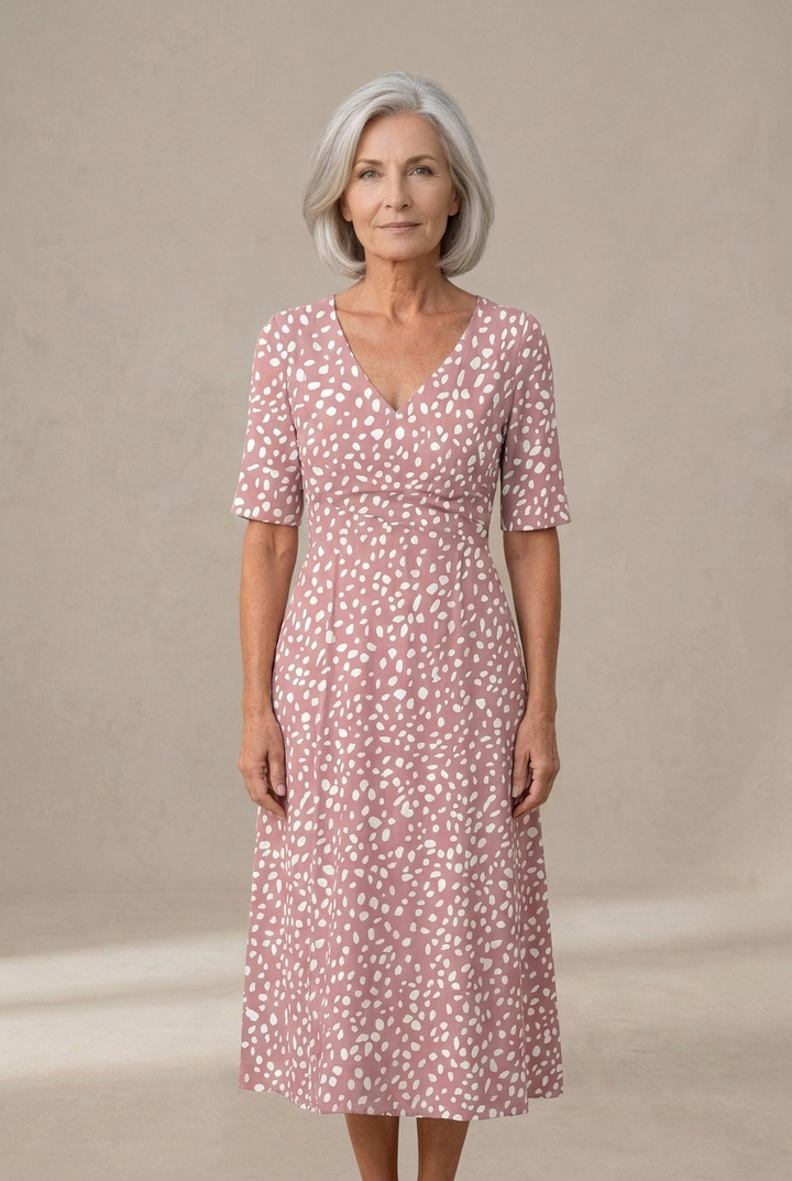 Colette | Vestido midi fluido con estampado de lunares y efecto reductor