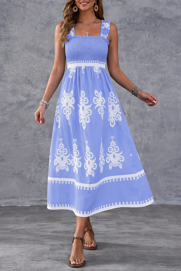 Martina | Vestido maxi con estampado artístico