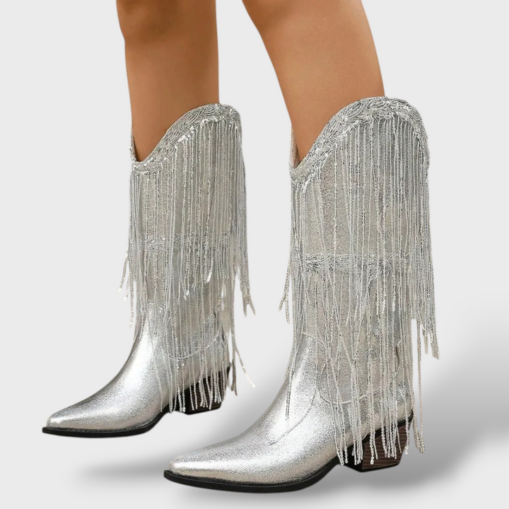 Botas Cowboy Mujer Vintage con Flecos