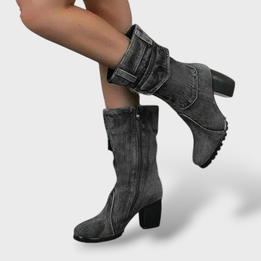Botas Cowboy Mujer Tacón Alto Denim