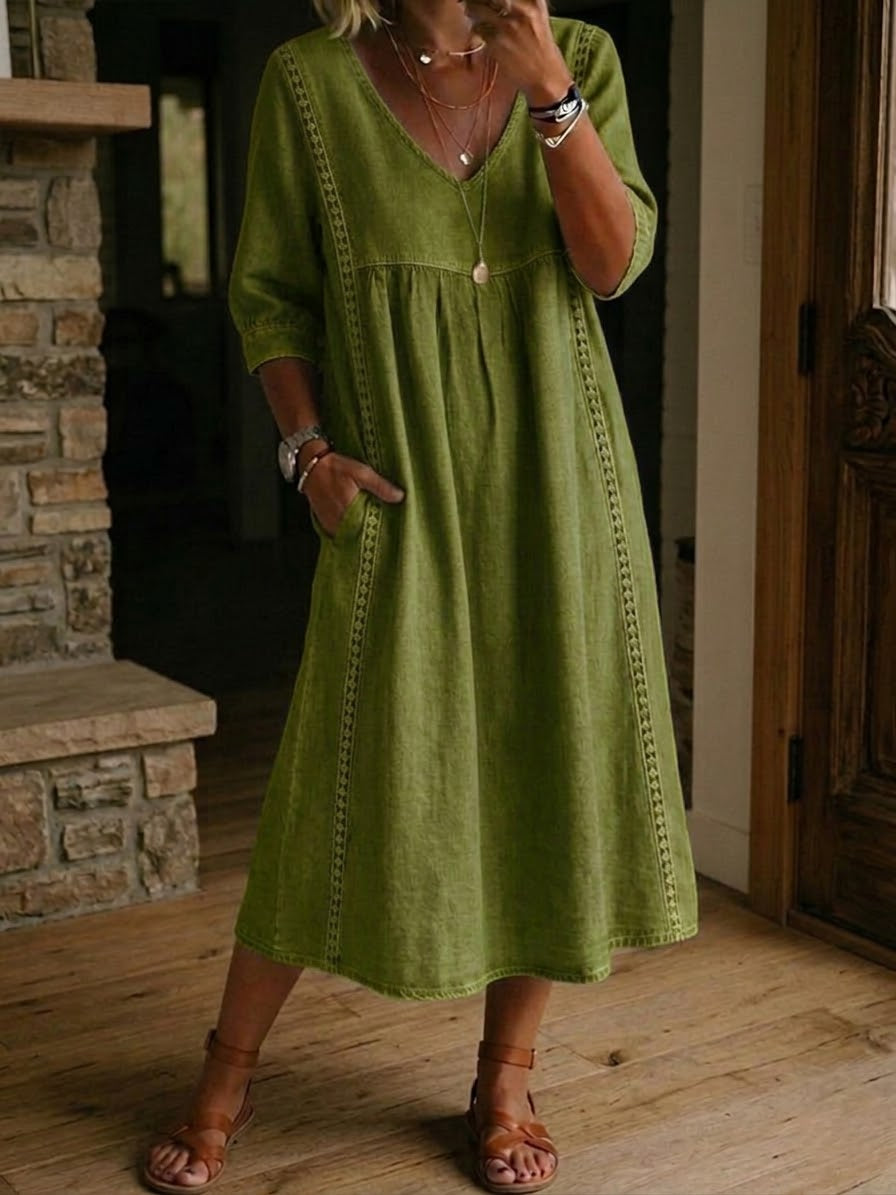 Alba | Vestido maxi con estampado floral artístico y algodón premium