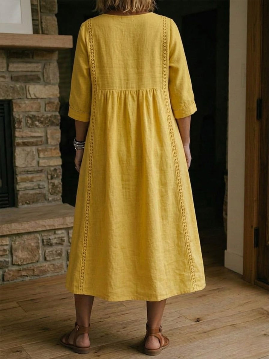Alba | Vestido maxi con estampado floral artístico y algodón premium