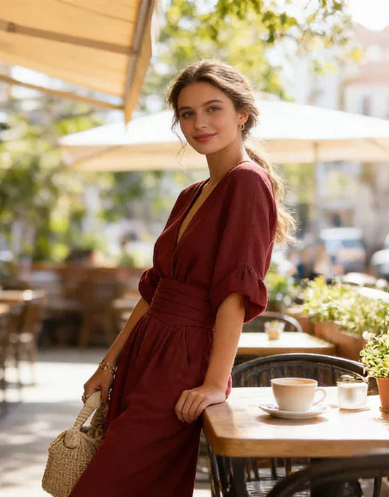 Daniela - Mono elegante de escote en V y pierna ancha