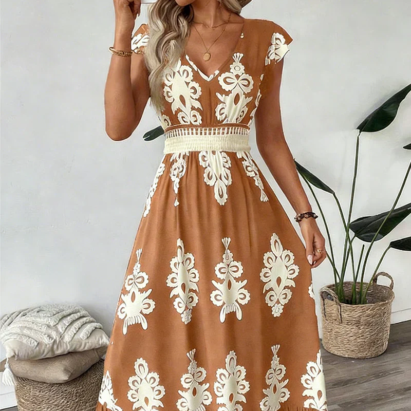 Candela | Vestido maxi barroco con escote en V