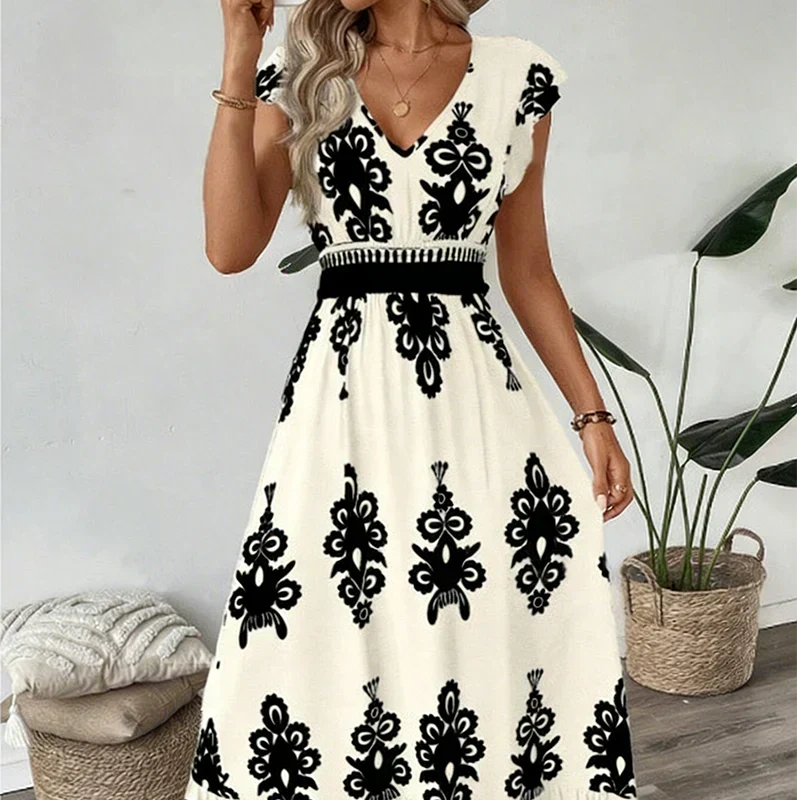 Candela | Vestido maxi barroco con escote en V