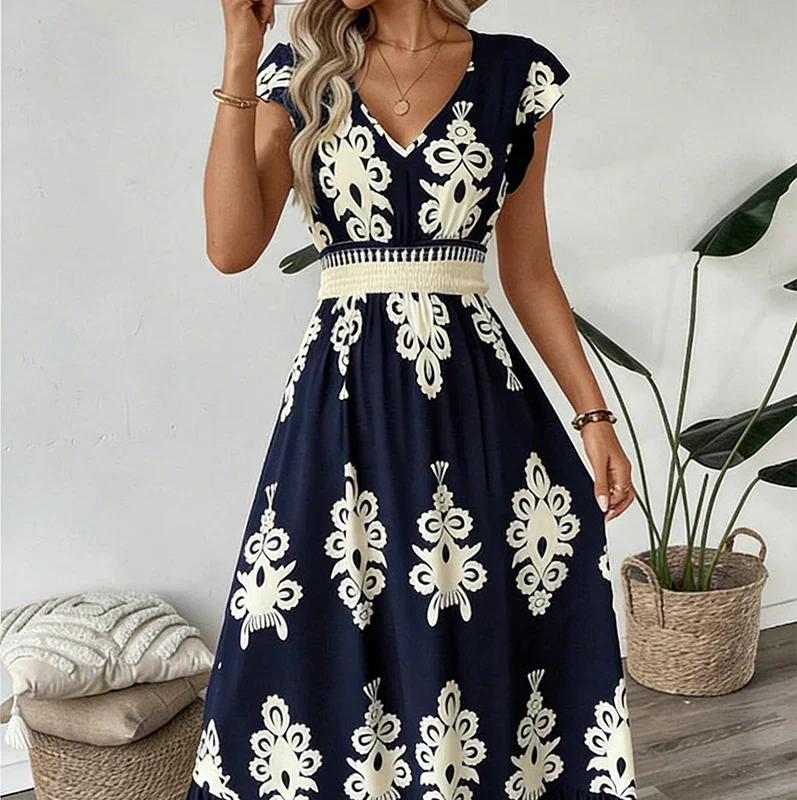 Candela | Vestido maxi barroco con escote en V