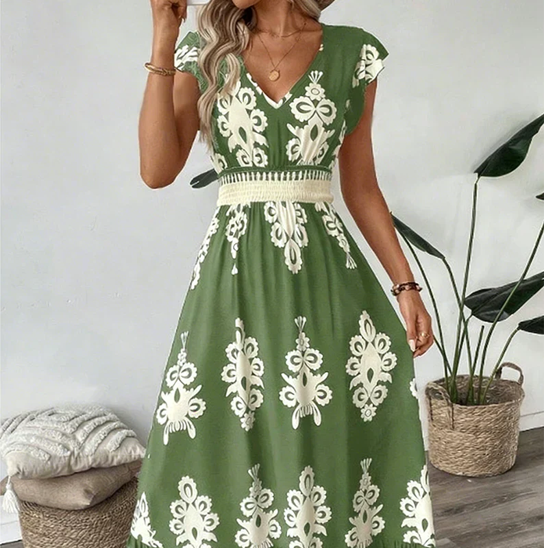 Candela | Vestido maxi barroco con escote en V