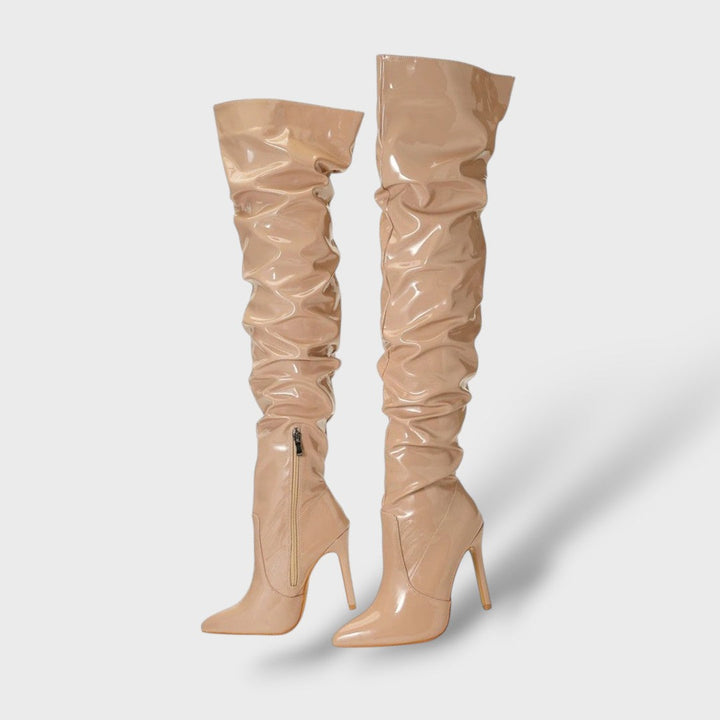 Botas Altas de Charol con Tacón de Aguja