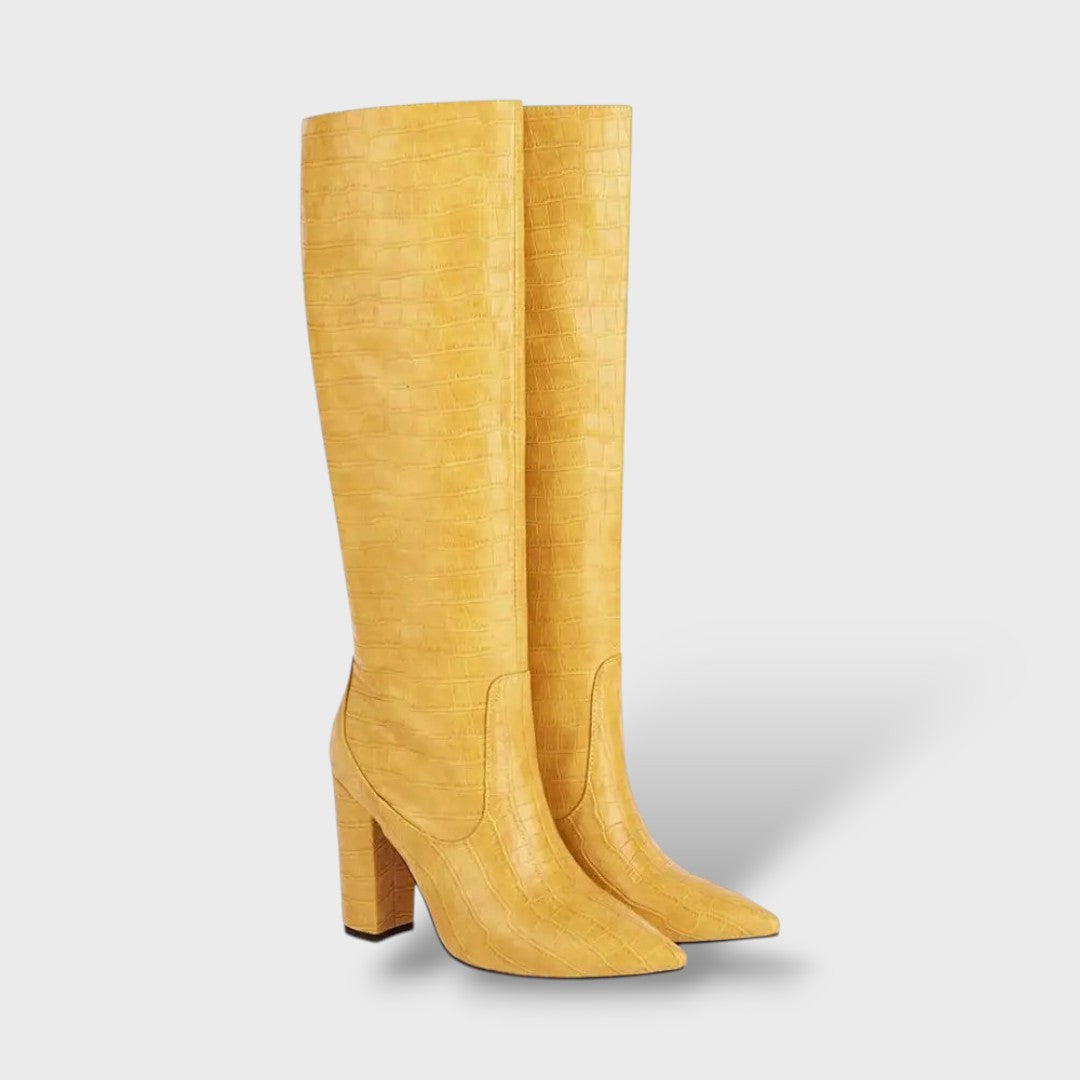Botas Altas de Piel Sintética con Estampado Serpiente